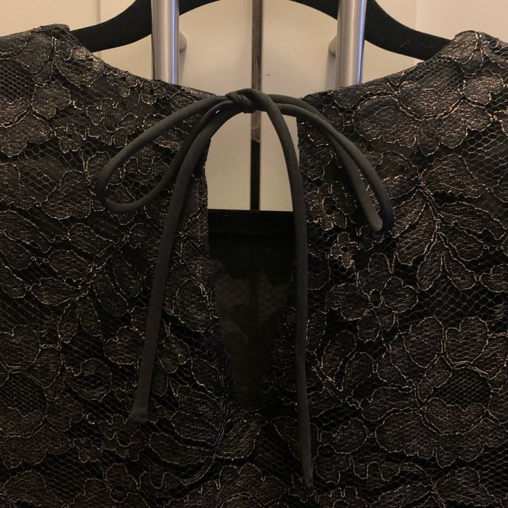 Banana Republic Black and Gold Metallic Lace Top